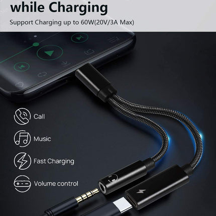 buy LecLooc 2 in 1 USB C to 3.5mm Headphone Audio and Charger Adapter in India