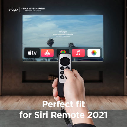 elago R1 Case Compatible with 2022 Apple TV 4K Siri Remote 3rd Gen, 2021 Siri Remote 2nd Gen- Magnet Technology, Lanyard Included, Full Access to All Functions [Black]