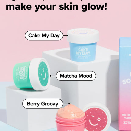 I DEW CARE Mini Scoops | Wash Off Face Mask Skin Care Trio | With Hyaluronic Acid, Self Care | Facial Treatment, Vegan, Cruelty-Free, Paraben-Free, (3 flavors)