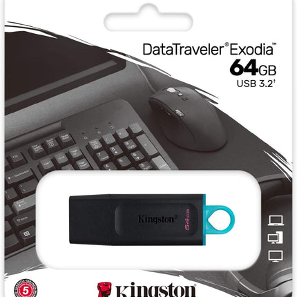 Buy Kingston DataTraveler Exodia 64GB USB 3.2 Flash Drives (Bulk 2 Pack) Type-A Drive Gen 1 High Speed in India