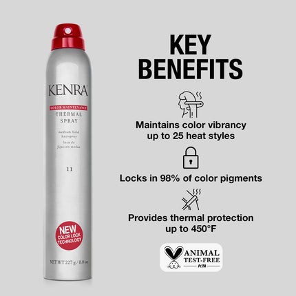 Kenra Color Maintenance Thermal Spray 11 | Color Protection Hairspray | All Hair Types | 8 oz (Pack of 1)