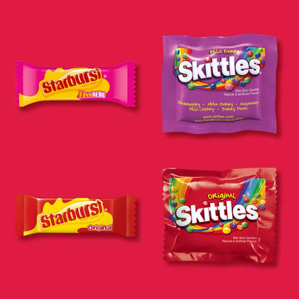 SKITTLES Original and Wild Berry & STARBURST Original and FaveReds Fun Size Chewy Easter Candy Variety Bag, 20.13 Oz