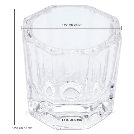 Beauticom Crystal Glass Dappen Dish for Acrylic Nail Dip Powder, Monomer, and Nail Polish Remover (Octagon Shape w/Stainless Steel Lid, 1 Piece)