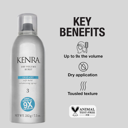 Buy Kenra Dry Volume Burst 3 | Instant Volume Hairspray | Soft Hold Volumizing Spray | Dry Application | All Hair Types | 7.5 oz in India