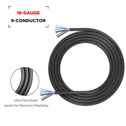 RECOIL 20-Feet 9-Conductor Speaker Cable, 18AWG CCA, Ultra-Flex and Easy Peel Jacket, 4-Channel Speaker Wire and Remote Wire