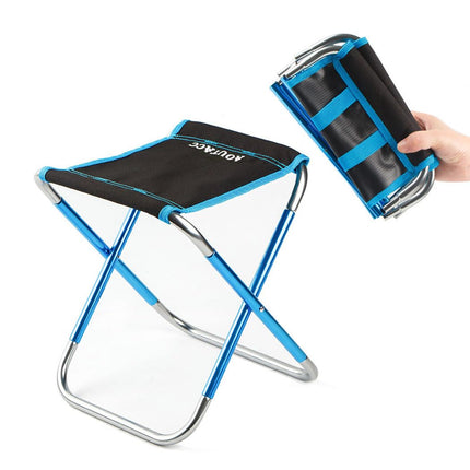 AOUTACC Camping Stool, Portable Folding Stool for Outdoor Travel Walking Hiking Fishing Garden Golf Beach, Foldable Camping Seat with Carry Bag (Blue - 8.3"x9.5"x11")