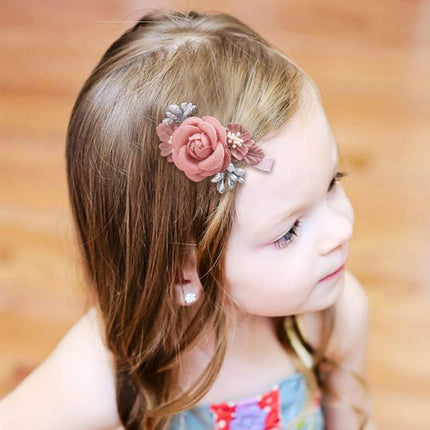 Flower Hair Clips Set-Cherrboll 3pcs Floral Hair Bow Accessories for Baby Girl Toddles Teen Gifts