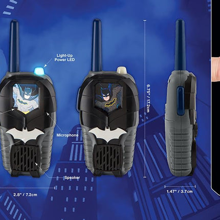 Batman Toy Walkie Talkies for Kids, Static Free Indoor and Outdoor Toys for Boys with Light Up Graphics Designed for Fans of Batman Toys