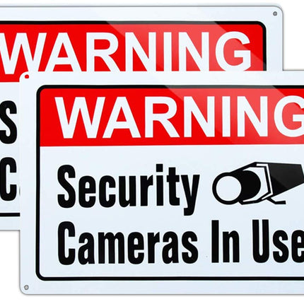 Large Warning Video Surveillance in Use Sign,Security Cameras in use Sign,Large 10x14 Inch Aluminum UV Ink Printed for House and Business (2-Pack)
