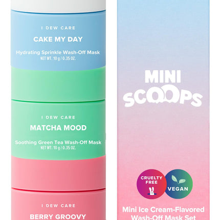 I DEW CARE Mini Scoops | Wash Off Face Mask Skin Care Trio | With Hyaluronic Acid, Self Care | Facial Treatment, Vegan, Cruelty-Free, Paraben-Free, (3 flavors)