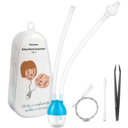 iShanCare® Baby Nasal Aspirator - Nose Aspirator for Infants - Nose Sucker for Newborns - Toddlers Nose Cleaner - Kids Booger Mucus Sucker - Safe Nose Suction