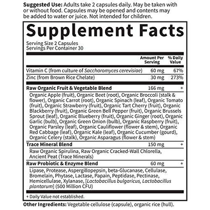 Garden of Life Zinc Supplements 30mg High Potency Raw Zinc and Vitamin C Multimineral Supplement, Vitamin Code / Trace Minerals & Probiotics for Skin Health & Immune Support (Packaging may vary)