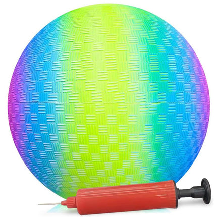 buy ArtCreativity Rainbow Playground Ball for Kids with Hand Pump, Bouncy 9 Inch Kick Ball for Backyard in India