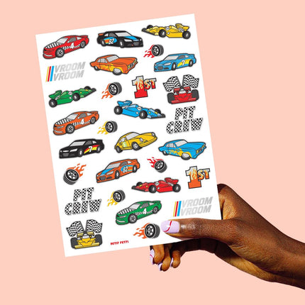 xo, Fetti Race Car Party Supplies Temporary Tattoos - 46 Foil Styles | Racecar Birthday, Pit Crew, Checkered Flags, Vroom, Wheels