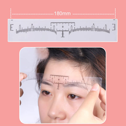 100 Pack Eyebrow Ruler, KINGMAS Disposable Brow Ruler Microblading Adhesive Eyebrow Sticker Stencil Guide Measuring Tool