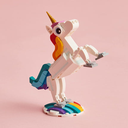 buy LEGO Creator 3 in 1 Magical Unicorn Toy, Transforms from Unicorn to Seahorse to Peacock, Rainbow Animal in India