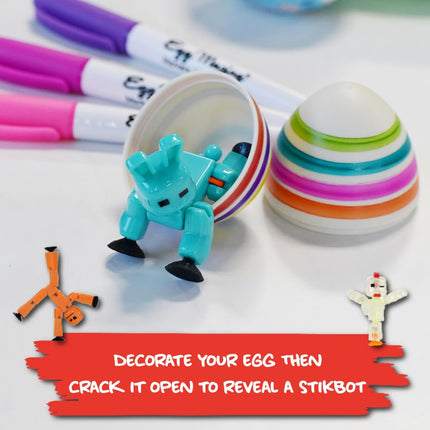 The EggMazing StikBot Egg - for The EggMazing Easter Egg Decorating Spinner - Toy Plastic Egg with Mystery StikBot - 6 Eggs Compatible with All EggMazing Egg Decorators [Styles/Colors May Vary]