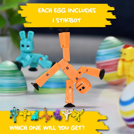 The EggMazing StikBot Egg - for The EggMazing Easter Egg Decorating Spinner - Toy Plastic Egg with Mystery StikBot - 6 Eggs Compatible with All EggMazing Egg Decorators [Styles/Colors May Vary]