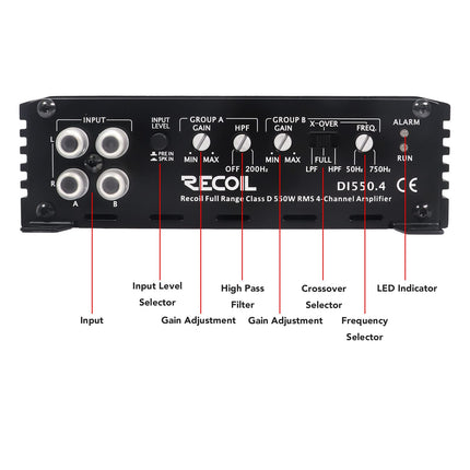 buy Recoil DI550.4 Full-Range Class-D 4-Channel Car Audio Amplifier in India