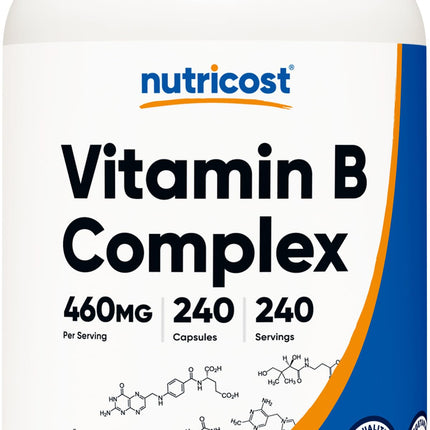 Buy Nutricost High Potency Vitamin B Complex 460mg, 240 Capsules - with Vitamin C - Energy Complex in India