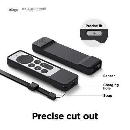 elago R1 Case Compatible with 2022 Apple TV 4K Siri Remote 3rd Gen, 2021 Siri Remote 2nd Gen- Magnet Technology, Lanyard Included, Full Access to All Functions [Black]