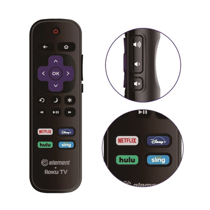 OEM Replacement Remote Control Compatible with All Element Roku TV Smart 4K Ultra HDTV 【Only Works with Element Roku TV, Not for Roku Stick and Roku Box】 (Netflix/Disney Plus/Hulu/Sling)