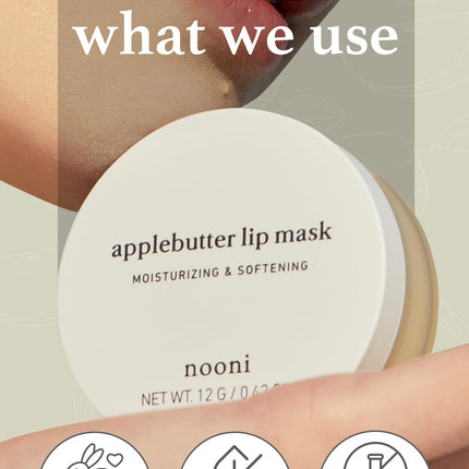 NOONI Applebutter Lip Mask with Shea Butter and Vitamins | Korean Overnight Hydrating Lip Butter, Balm, Moisturizing, Softening, 0.42 oz.