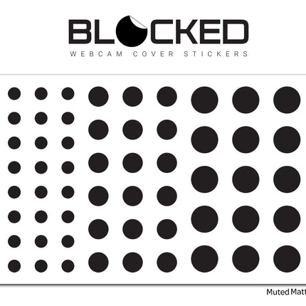 BLOCKED Webcam/Camera Vinyl Covers | 57 Low-Tack Restickable Webcam Sticker | 3-Sizes | Black 57-Pack (Muted Matte)
