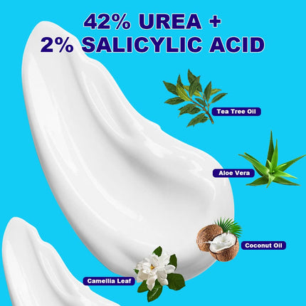 ASDToTio Urea Cream 42% - Premium Urea Foot Cream - With 2% Salicylic Acid, Tea Tree Oil, Shea Butter, Aloe Vera - For Feet, Hands, Heels, Elbows, Knees and More - 4 oz