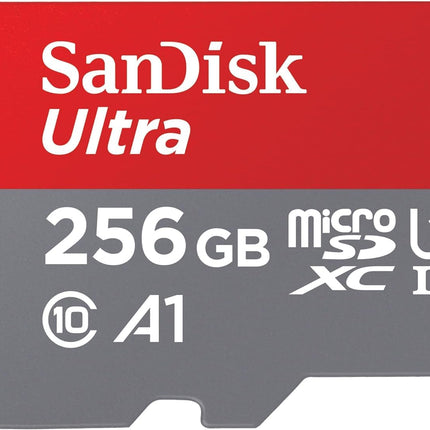 SanDisk 256GB Ultra microSDXC UHS-I Memory Card with Adapter - Up to 150MB/s, C10, U1, Full HD, A1, MicroSD Card - SDSQUAC-256G-GN6MA [New Version]