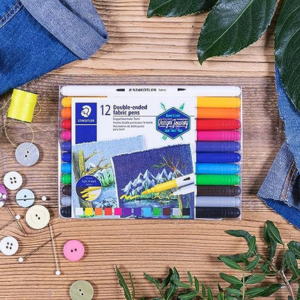 Buy Staedtler Double-Ended Fabric Markers - Decorate T-Shirts, Pillows, Shoes and More, 12 Assorted Colors, 3190 TB12 in India India