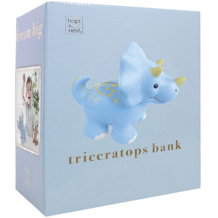Hapinest Ceramic Dinosaur Piggy Bank for Boys, Triceratops | Nursery Decor and Gifts