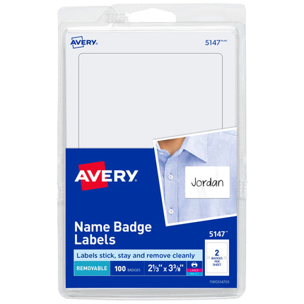 Buy Avery Customizable Name Tags, 2-1/3" x 3-3/8", White, 100 Removable Name Badges (05147) in India