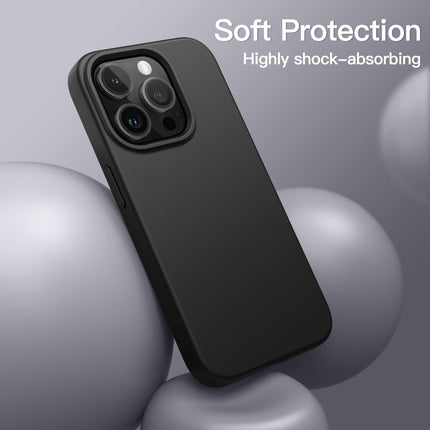 JETech Silicone Case for iPhone 15 Pro Max 6.7-Inch, Silky-Soft Touch Full-Body Protective Phone Case, Shockproof Cover (Black)