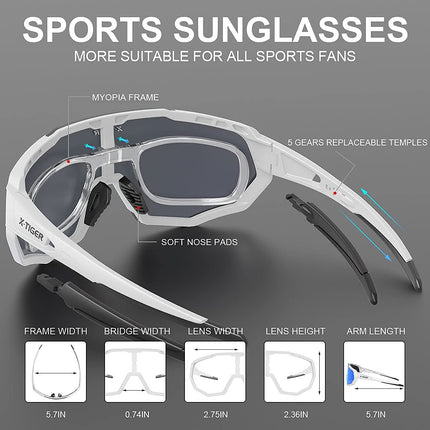 X-TIGER Polarized Sports Sunglasses with 5 Interchangeable Lenses,Mens Womens Cycling Bike Glasses,Baseball Running Fishing Golf Driving Sunglasses