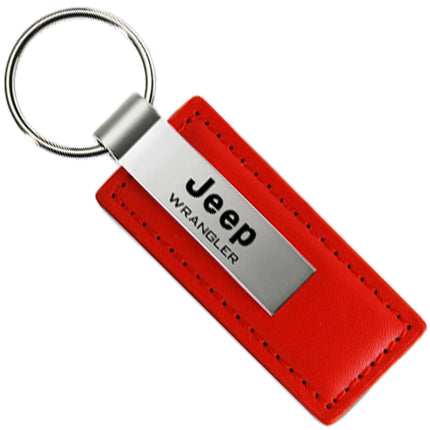 Au-TOMOTIVE GOLD Rectangular Leather Key Chain for Jeep Wrangler (Red)