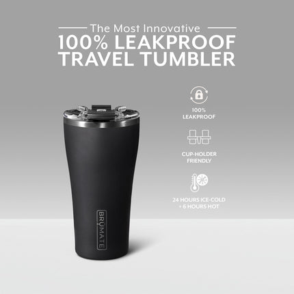 BrüMate Nav 22oz 100% Leak Proof Insulated Travel Tumbler with Magnetic BevLock™ Lid - Double Wall Cup-Holder Friendly Stainless Steel Mug (Matte Black)