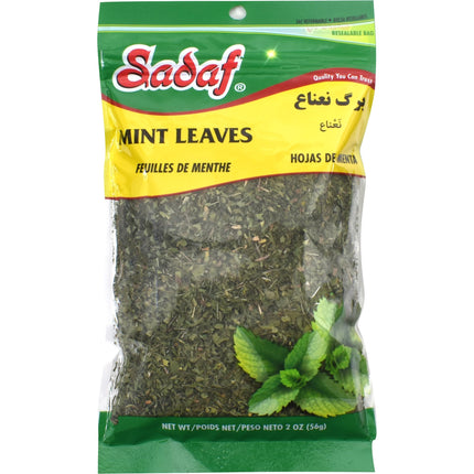 Buy Sadaf Mint Leaves Cut - Dried mint leaves cut and sifted - Kosher and Halal - No stems (2 Oz) in India
