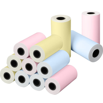 12 Rolls Print Camera Paper Refill, 2.2 x 1.1 Inch Instant Camera Refill Print Paper Photo Printer Thermal Paper for Kids (Pink, Blue, Yellow)