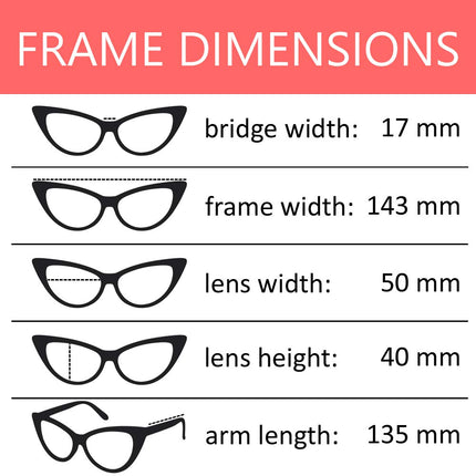 OWL Cateye Glasses for Women Vintage 50s White Black Polka Dots Frame Clear Lens