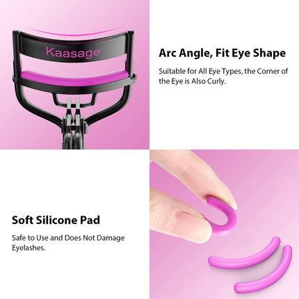 Kaasage Eyelash Curler with Pads - Lash Curler with 5 Extra Silicone Replacement Pads, Achieve Perfect Curls in 5 Seconds