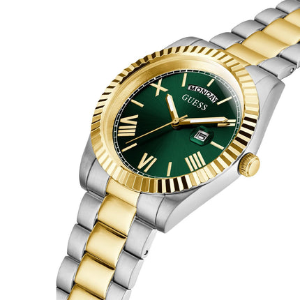 Buy GUESS Men's 42mm Watch - Two-Tone Strap Green Dial Two-Tone Case in India India