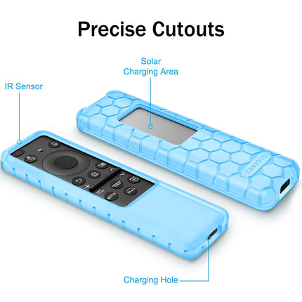 Fintie Case for Samsung Smart Solar Cell Remote 2024 2023 TM2360F / TM2361F / TM2360E / TM2361E BN59-01436A BN59-01432A BN59-01432J, Light Weight Anti Slip Shockproof Silicone Cover, Sky Blue Glow