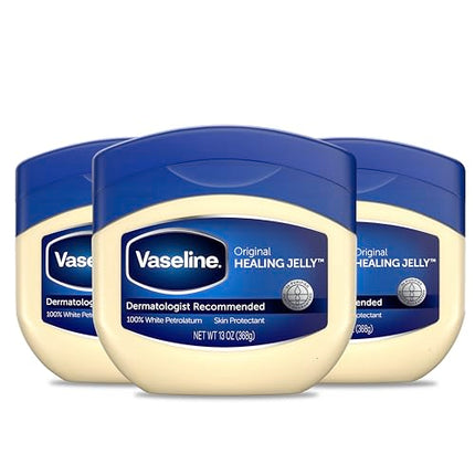 Vaseline Petroleum Jelly Original Provides Dry Skin Relief And Protects Minor Cuts Dermatologist Recommended And Locks In Moisture, 13 Ounce (Pack of 3)