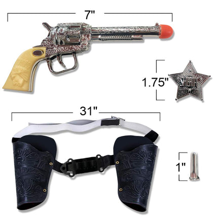 Buy Cowboy Toy Gun Holster and Belt 9 Piece Set for Kids in India.