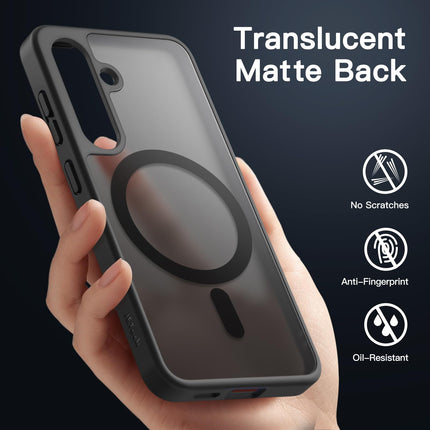 JETech Magnetic Case for Samsung Galaxy S24+ / S24 Plus 5G, Compatible with MagSafe, Translucent Matte Back Shockproof Phone Cover (Black)
