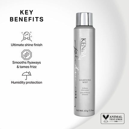 Kenra Platinum Silkening Mist 50% | Brilliant Shine Spray | Smooths Flyaways, Detangles and Tames Frizz | Humidity Protection | All Hair Types | 5.3 oz