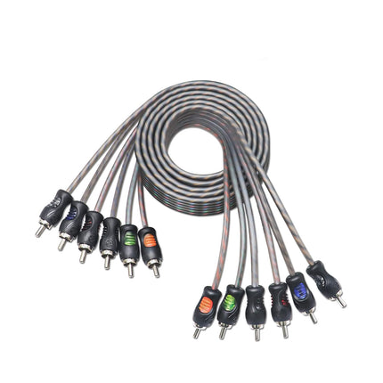 RECOIL RCI66 100% Oxygen Free Copper 6ft 6-Channel RCA Audio Cable, Twisted Pair with Noise Reduction