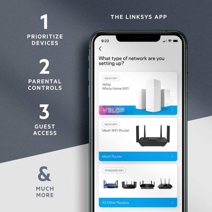 buy Linksys Mesh Wifi 5 Router, Dual-Band, 1,200 Sq. ft Coverage, Supports Guest WiFi, Parent Control,12+ Devices, Speeds up to (AC1300) 1.3Gbps - MR6350 in india.