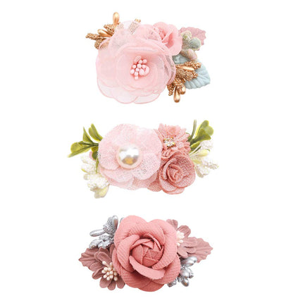 Flower Hair Clips Set-Cherrboll 3pcs Floral Hair Bow Accessories for Baby Girl Toddles Teen Gifts